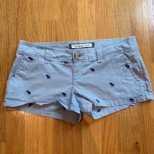 Moose pattern blue Abercrombie shorts size 00